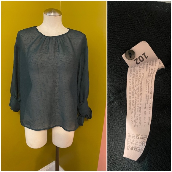Zara shear forest green tunic blouse - Picture 6 of 7